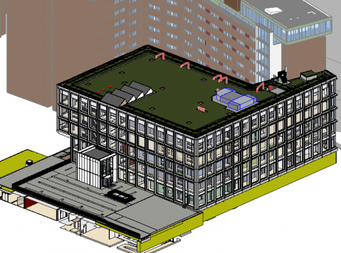 Wij zijn betrokken geweest bij de uitwerking van DO tot en met uitvoering. Vanwege de lengte van het project heeft Joost Van Weerd grotendeels als werknemer van Wiegerinck aan het project gewerkt en in het eindstadium van het project zijn wij ingehuurd door Wiegerinck. Tot en met de besteksfase was het een smal BIM proces, daarna is Wiegerinck Architecten door de BeeldBouwers ingehuurd om het Bouwkundige BIM model tot uitvoeringsniveau uit te werken. Dit model is contractmatig vastgelegd door het VUmc en voldoet aan de normen van de RVB (Rijks Vastgoed Bedrijf).
Wij zijn betrokken geweest bij de coördinatie van het model, het modelleren en de afstemming van het (BIM) proces.
In Oktober 2020 is dit gebouw verkozen tot Zorggebouw van het jaar (door Architecten Web).
